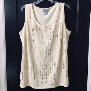 Cream and Gold Sleeveless Top